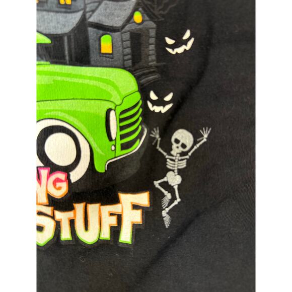 BUC-EES Halloween Skeleton Glow N Dark Black T-Shirt Front / Back Graphic Kid XS - Picture 6 of 10